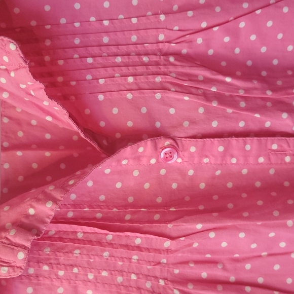Gap Kids Pink Poka Dot Girls Button Down Sleevesless Shirt SizeXL - Picture 4 of 7